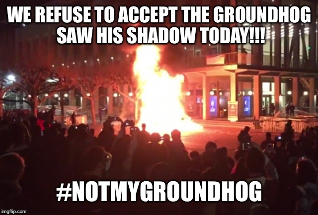 Fh | WE REFUSE TO ACCEPT THE GROUNDHOG SAW HIS SHADOW TODAY!!! #NOTMYGROUNDHOG | image tagged in fh | made w/ Imgflip meme maker