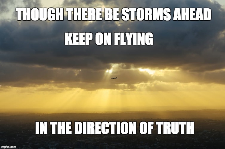 Wings of Truth | THOUGH THERE BE STORMS AHEAD; KEEP ON FLYING; IN THE DIRECTION OF TRUTH | image tagged in politics,dreams,motivation | made w/ Imgflip meme maker