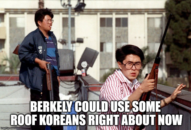 BERKELY COULD USE SOME ROOF KOREANS RIGHT ABOUT NOW | made w/ Imgflip meme maker