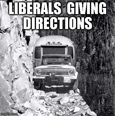 cliff drive | LIBERALS  GIVING DIRECTIONS | image tagged in cliff drive | made w/ Imgflip meme maker