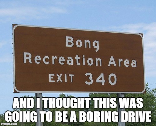 AND I THOUGHT THIS WAS GOING TO BE A BORING DRIVE | image tagged in marijuana,pot,bong,smoke weed everyday,weed | made w/ Imgflip meme maker