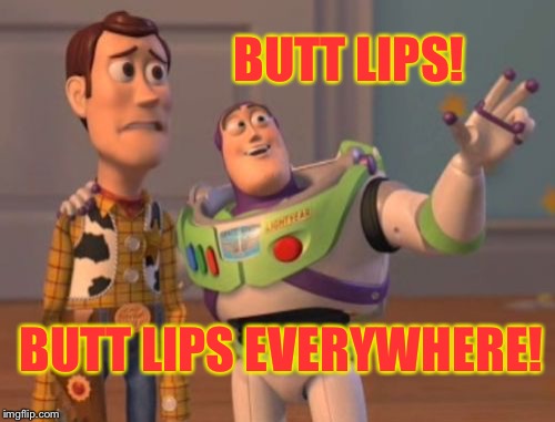 X, X Everywhere Meme | BUTT LIPS! BUTT LIPS EVERYWHERE! | image tagged in memes,x x everywhere | made w/ Imgflip meme maker