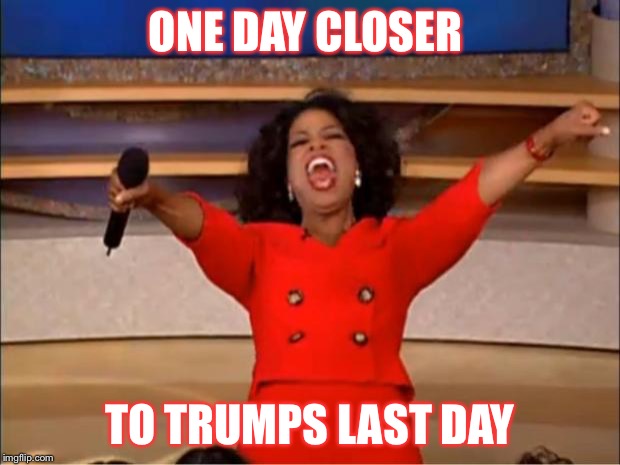 Oprah You Get A | ONE DAY CLOSER; TO TRUMPS LAST DAY | image tagged in memes,oprah you get a | made w/ Imgflip meme maker