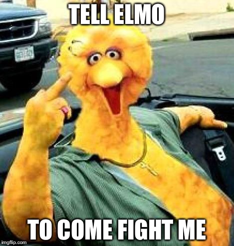 Big Bird | TELL ELMO; TO COME FIGHT ME | image tagged in big bird | made w/ Imgflip meme maker