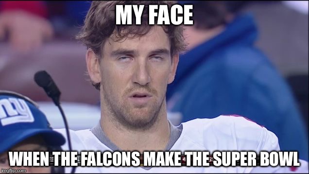 spaced out nfl | MY FACE; WHEN THE FALCONS MAKE THE SUPER BOWL | image tagged in spaced out nfl | made w/ Imgflip meme maker