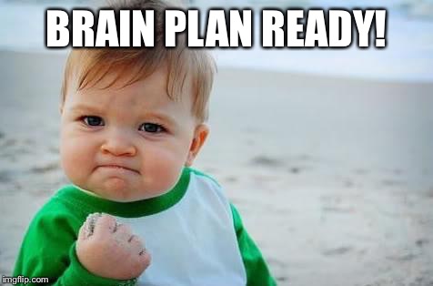 Fist pump baby | BRAIN PLAN READY! | image tagged in fist pump baby | made w/ Imgflip meme maker