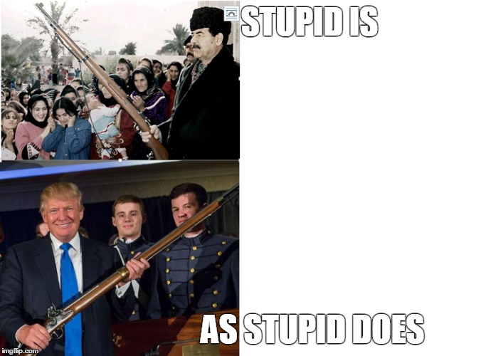 STUPID IS; AS STUPID DOES | image tagged in donald trump,trump,politics,scary,doom | made w/ Imgflip meme maker