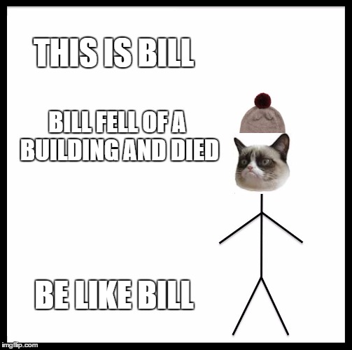 Be Like Bill | THIS IS BILL; BILL FELL OF A BUILDING AND DIED; BE LIKE BILL | image tagged in memes,be like bill | made w/ Imgflip meme maker