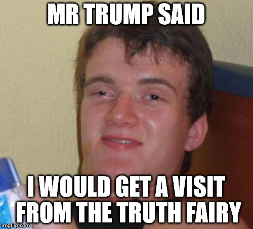 10 Guy Meme | MR TRUMP SAID I WOULD GET A VISIT FROM THE TRUTH FAIRY | image tagged in memes,10 guy | made w/ Imgflip meme maker