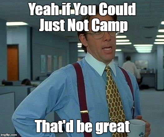 That Would Be Great Meme | Yeah if You Could Just Not Camp; That'd be great | image tagged in memes,that would be great | made w/ Imgflip meme maker
