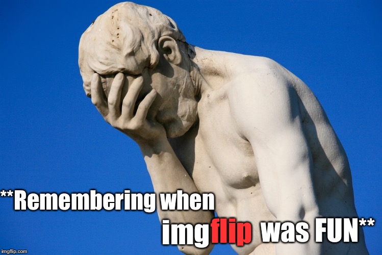 Seriously. What The HELL Has Happened To This Place?? | img; **Remembering when; flip; was FUN** | image tagged in face palm statue,memes,imgflip | made w/ Imgflip meme maker