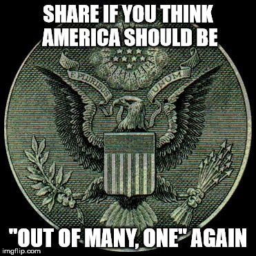 E Pluribus Unum | SHARE IF YOU THINK AMERICA SHOULD BE; "OUT OF MANY, ONE" AGAIN | image tagged in memes,separation of church and state,usa | made w/ Imgflip meme maker