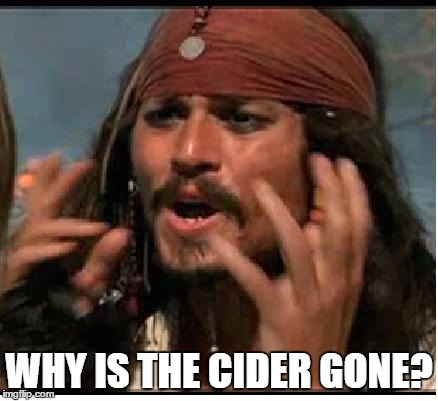 Jack Sparrow | WHY IS THE CIDER GONE? | image tagged in jack sparrow | made w/ Imgflip meme maker