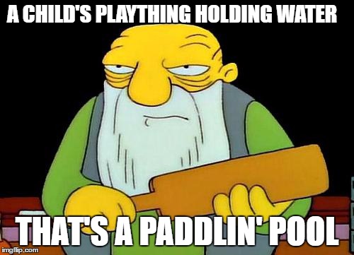 That's a paddlin' | A CHILD'S PLAYTHING HOLDING WATER; THAT'S A PADDLIN' POOL | image tagged in memes,that's a paddlin' | made w/ Imgflip meme maker