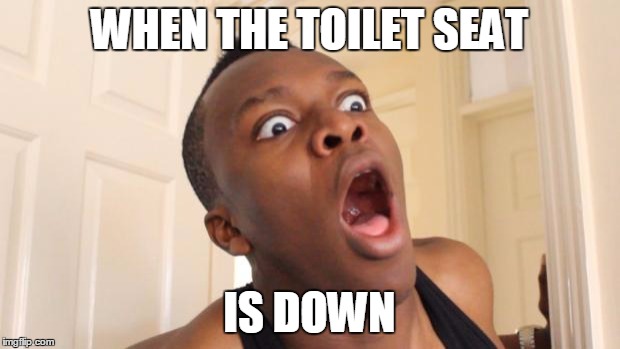 Surprised Ksi | WHEN THE TOILET SEAT; IS DOWN | image tagged in surprised ksi | made w/ Imgflip meme maker