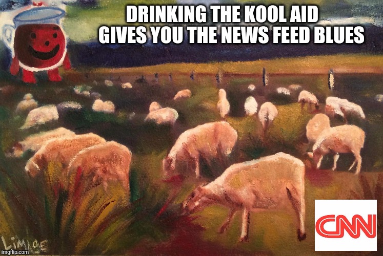 And the sheep don't even ask any questions about it. | GIVES YOU THE NEWS FEED BLUES; DRINKING THE KOOL AID | image tagged in cnn,mainstream media,kool aid,sheeple,blues | made w/ Imgflip meme maker