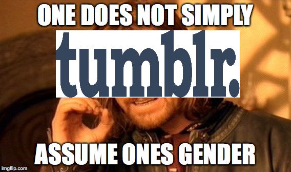 One Does Not Simply Meme | ONE DOES NOT SIMPLY; ASSUME ONES GENDER | image tagged in memes,one does not simply | made w/ Imgflip meme maker