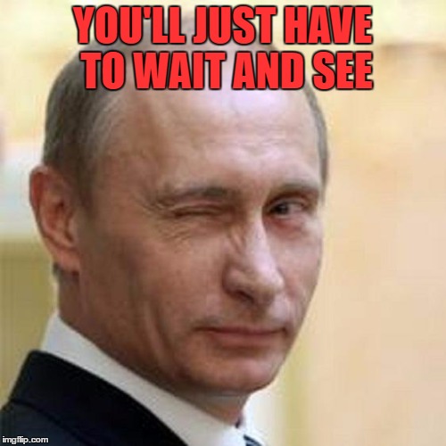 Putin Wink | YOU'LL JUST HAVE TO WAIT AND SEE | image tagged in putin wink | made w/ Imgflip meme maker