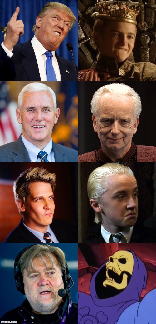 image tagged in donald trump,milo yiannopoulos,game of thrones,star wars,skeletor,steve bannon | made w/ Imgflip meme maker