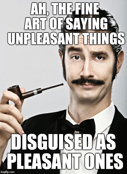 AH, THE FINE ART OF SAYING UNPLEASANT THINGS DISGUISED AS PLEASANT ONES | made w/ Imgflip meme maker