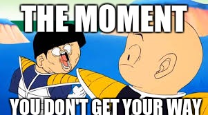 goku | THE MOMENT; YOU DON'T GET YOUR WAY | image tagged in sad gohan ssj2 | made w/ Imgflip meme maker