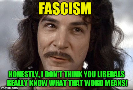 FASCISM; HONESTLY, I DON'T THINK YOU LIBERALS REALLY KNOW WHAT THAT WORD MEANS! | image tagged in indigo montoya | made w/ Imgflip meme maker