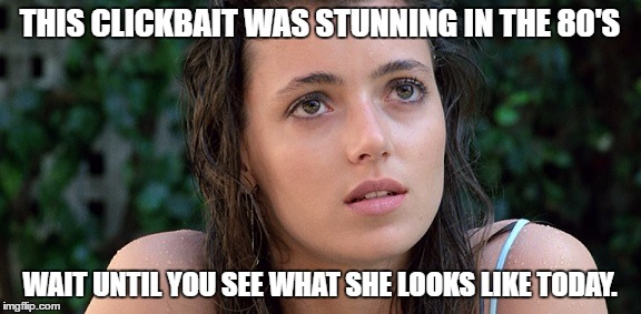  THIS CLICKBAIT WAS STUNNING IN THE 80'S; WAIT UNTIL YOU SEE WHAT SHE LOOKS LIKE TODAY. | image tagged in mia sara ferris bueller | made w/ Imgflip meme maker