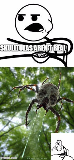 And you wonder where Nintendo gets their ideas | SKULLTULAS AREN'T REAL | image tagged in cereal guy,cereal guy spitting,land of nope | made w/ Imgflip meme maker