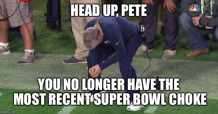 Super Bowl LI - The torch has been passed to Atlanta  | HEAD UP, PETE; YOU NO LONGER HAVE THE MOST RECENT SUPER BOWL CHOKE | image tagged in superbowl | made w/ Imgflip meme maker