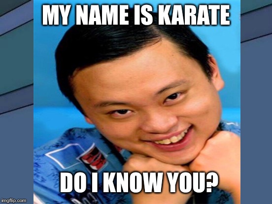 MY NAME IS KARATE DO I KNOW YOU? | made w/ Imgflip meme maker