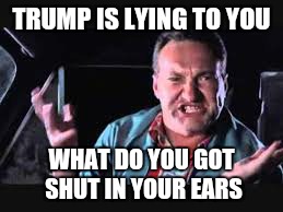 TRUMP IS LYING TO YOU; WHAT DO YOU GOT SHUT IN YOUR EARS | image tagged in trump quick change meme | made w/ Imgflip meme maker