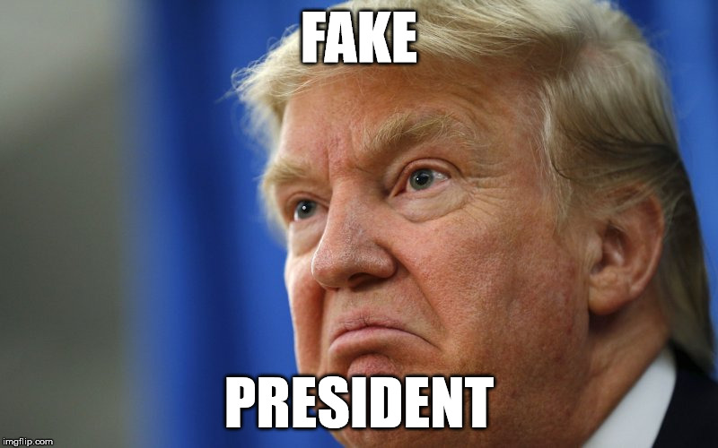 Trump Fake President | FAKE; PRESIDENT | image tagged in trump,fake news | made w/ Imgflip meme maker