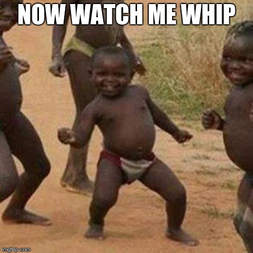 Third World Success Kid Meme | NOW WATCH ME WHIP | image tagged in memes,third world success kid | made w/ Imgflip meme maker