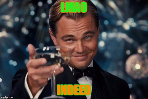 Leonardo Dicaprio Cheers Meme | LMAO INDEED | image tagged in memes,leonardo dicaprio cheers | made w/ Imgflip meme maker