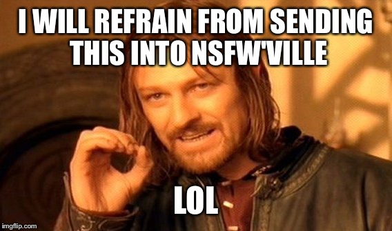 One Does Not Simply Meme | I WILL REFRAIN FROM SENDING THIS INTO NSFW'VILLE LOL | image tagged in memes,one does not simply | made w/ Imgflip meme maker