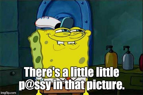 Don't You Squidward Meme | There's a little little p@ssy in that picture. | image tagged in memes,dont you squidward | made w/ Imgflip meme maker