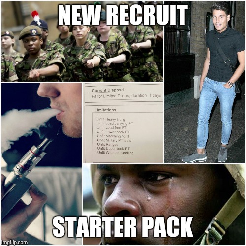 Collage | NEW RECRUIT; STARTER PACK | image tagged in collage | made w/ Imgflip meme maker