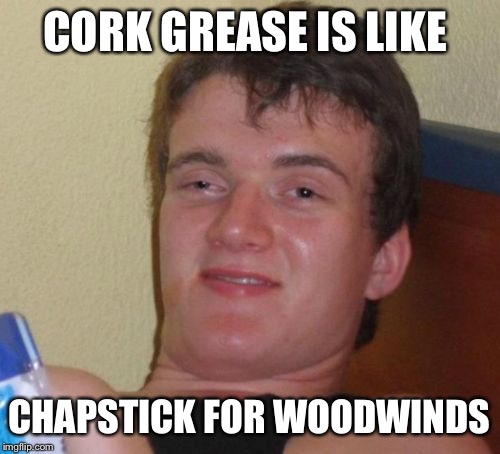 But really tho | CORK GREASE IS LIKE; CHAPSTICK FOR WOODWINDS | image tagged in memes,10 guy | made w/ Imgflip meme maker