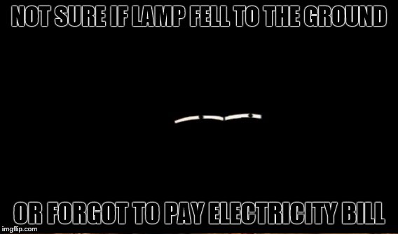 Not Sure Fry "Lights Out Week" Edition (an Octavia_Melody Event) | NOT SURE IF LAMP FELL TO THE GROUND; OR FORGOT TO PAY ELECTRICITY BILL | image tagged in memes,funny,lights out week,futurama fry,darkside,i can't see sht | made w/ Imgflip meme maker