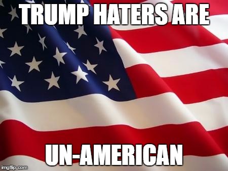 You are either with us, or against us | TRUMP HATERS ARE; UN-AMERICAN | image tagged in american flag,memes,trump haters | made w/ Imgflip meme maker