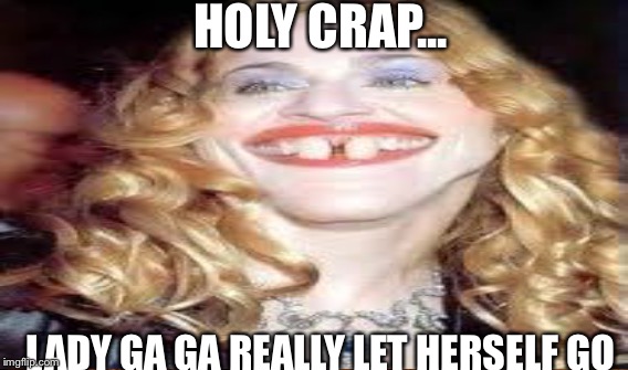 Lady GA GA | HOLY CRAP... LADY GA GA REALLY LET HERSELF GO | image tagged in funny | made w/ Imgflip meme maker