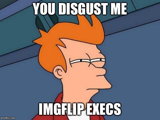 Futurama Fry Meme | YOU DISGUST ME IMGFLIP EXECS | image tagged in memes,futurama fry | made w/ Imgflip meme maker