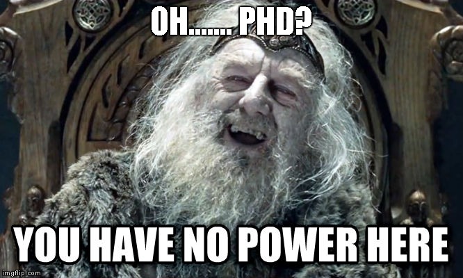 LOTR | OH....... PHD? | image tagged in lotr | made w/ Imgflip meme maker