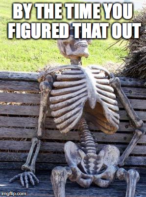 Waiting Skeleton Meme | BY THE TIME YOU FIGURED THAT OUT | image tagged in memes,waiting skeleton | made w/ Imgflip meme maker