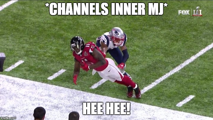 *CHANNELS INNER MJ*; HEE HEE! | image tagged in new england patriots,michael jackson,hee hee,superbowl,atlanta falcons,super bowl 51 | made w/ Imgflip meme maker