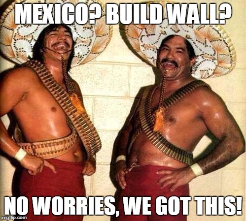 mexicans | MEXICO? BUILD WALL? NO WORRIES, WE GOT THIS! | image tagged in mexicans | made w/ Imgflip meme maker