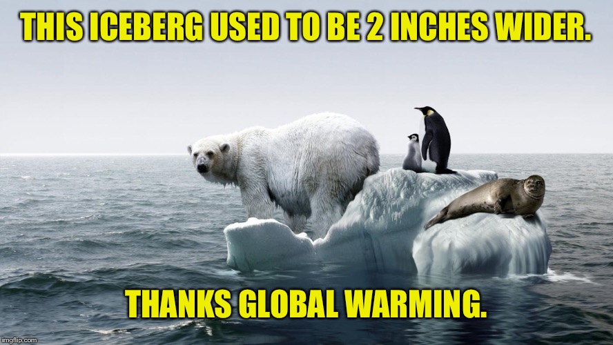 THIS ICEBERG USED TO BE 2 INCHES WIDER. THANKS GLOBAL WARMING. | made w/ Imgflip meme maker