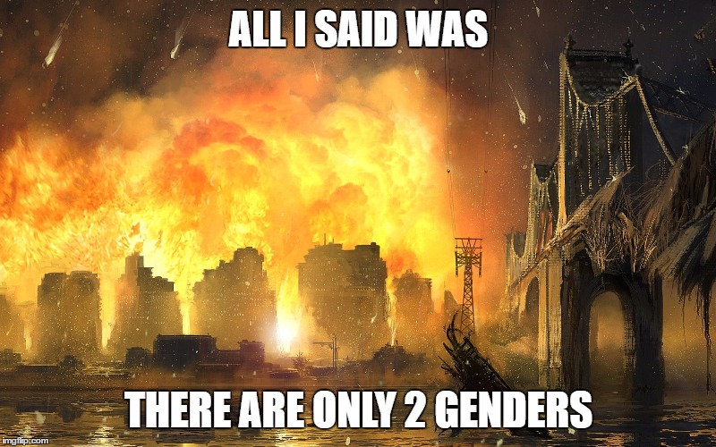 Dang it | ALL I SAID WAS THERE ARE ONLY 2 GENDERS | image tagged in dang it | made w/ Imgflip meme maker