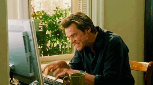 Bruce Almighty Typing Blank Meme Template