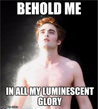 twilight | BEHOLD ME; IN ALL MY LUMINESCENT GLORY | image tagged in twilight | made w/ Imgflip meme maker
